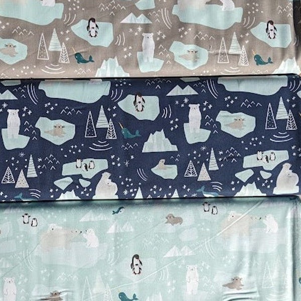 Nice Ice Baby Main Fabric by Deena Rutter for Riley Blake Designs ~ Comes in Navy, Mint and Gray ~ 100% Cotton