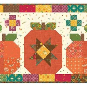 Kürbis Trio Tischläufer Entworfen von Heather Peterson für Riley Blake mit Herbst Nachmittag Stoff ~ ca 21.25 &quot;x 49.5&quot;