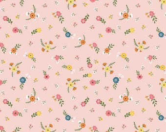 Gone Glamping Flowers Pink Yardage van Lori Whitlock