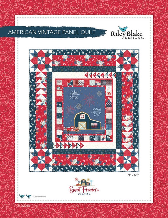 American Vintage Panel Quilt Kit, Sweet Freedom Fabrics (59" x 66")