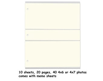 Classic leather 3-ring binder photo album refill sheets for 4x6, 5x7, and 8x10 photos
