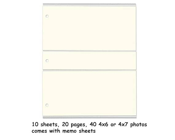 Classic Leather 3-ring Binder Photo Album Refill Sheets for 4x6, 5x7, and  8x10 Photos 