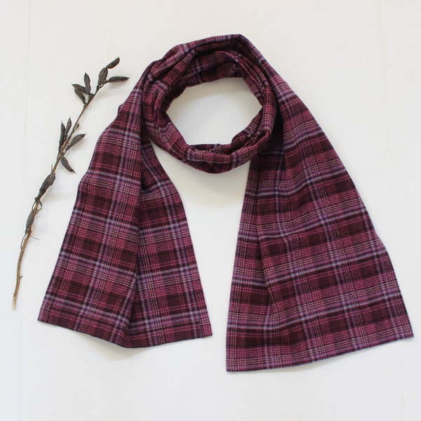 Moody Purple Plaid Brushed Cotton Flannel Scarf