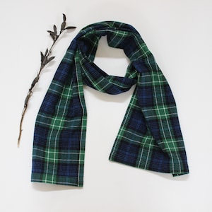 Forest Green and Navy Plaid Brushed Cotton Flannel Scarf