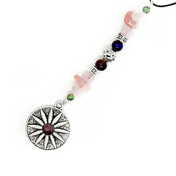 Zodiac Car Charm, Rose Quartz Car Accessory, New Driver Gift