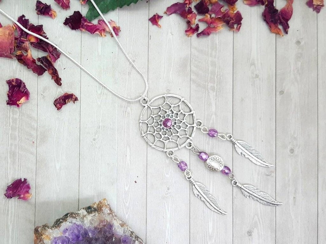 Traumfänger Halskette Blau - Handgefertigte Fair Trade Deko Für Auto & Zimmer