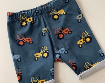 Handmade tractor cycling shorts, rainbow vehicles, shorts, summer, unisex kids, handmade in the uk, baby gift, hipster kids, farm, tractor