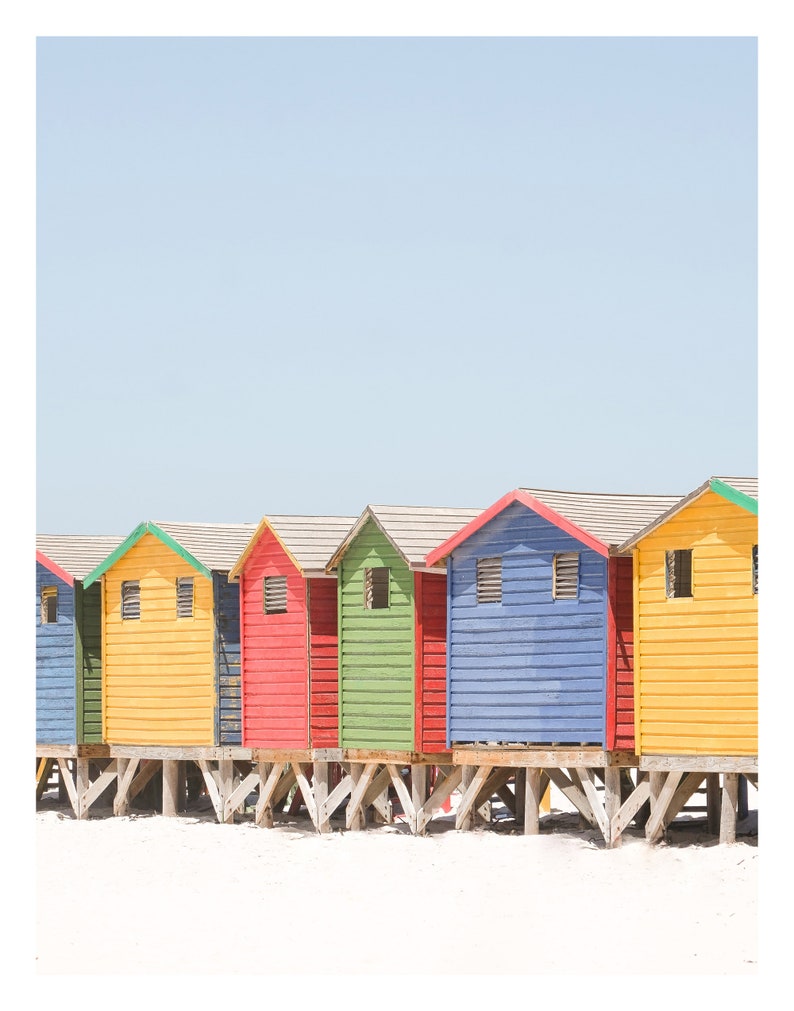Beach Photo Colorful Huts Beach Photo Wall Art Beach Wall Etsy