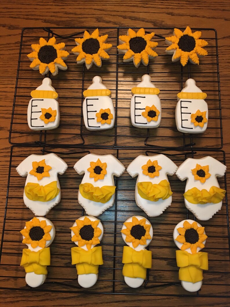 Sunflower Baby Shower Decorated Cookies Etsy