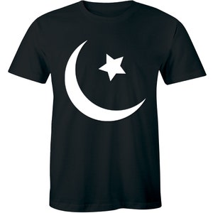 Beautiful Cresent Moon And Star Design Icon Silhouette Emoticon Men&#39;s T-shirt