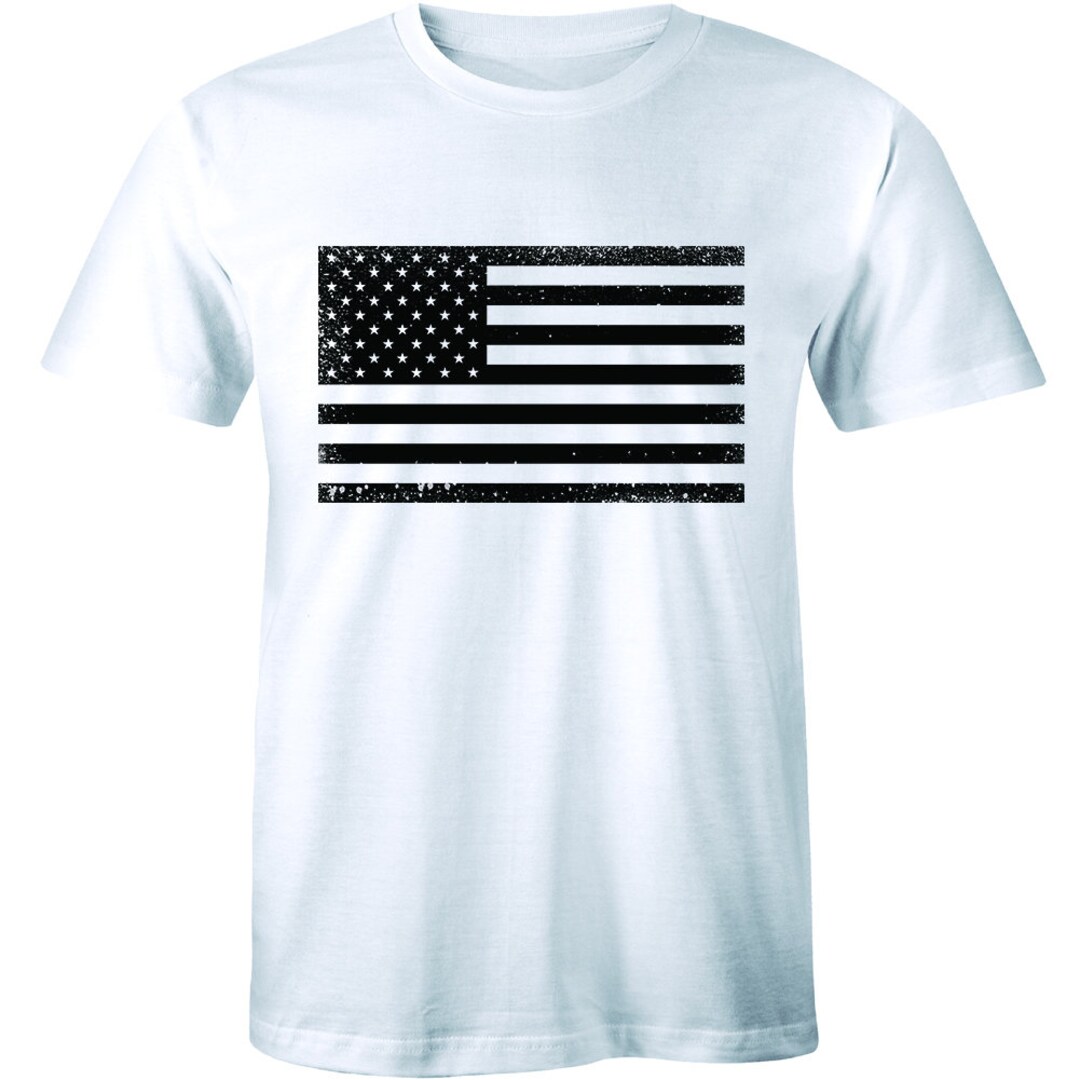 Vintage Patriotic Black and White American Flag USA Stars Stripes Men's T- shirt -  Canada