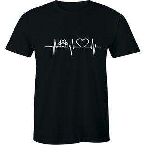 Dog Paw Footstep Pulse Heartbeat Lifeline TShirt Animal Dogs Lover Tee Men shirt