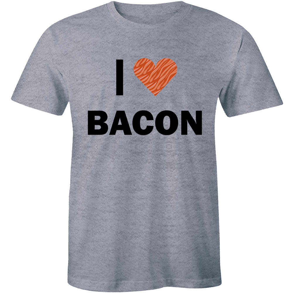 I Love Bacon T-shirt Heart Food Graphic Cool Funny Novelty