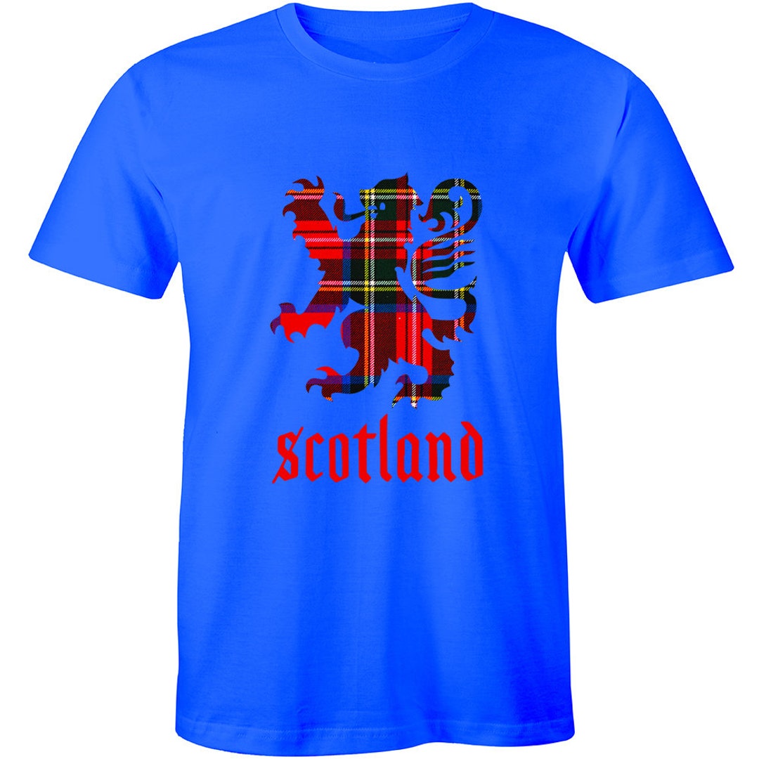 Scotland Lion Crest Pride Flag Patch Graphic T-Shirt - Navy, 100% Cotton, Men's Basic Tee 4 thumbnail image