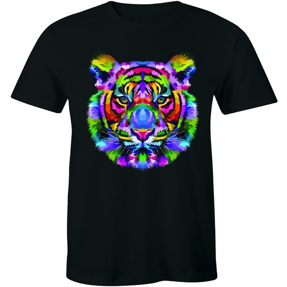 Tiger Face Neon Shirt Wild Life Animal Rave Music Men's | Etsy