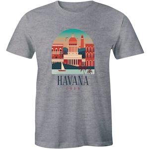 Vintage Havana Cuba Flat Design Of The City Printed Men&#39;s Premium T-shirt