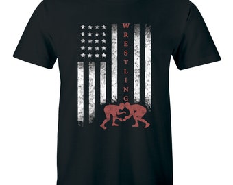 American USA Flag Wrestling Sports Fight New Men&#39;s Shirt Game Victory Casual Tee