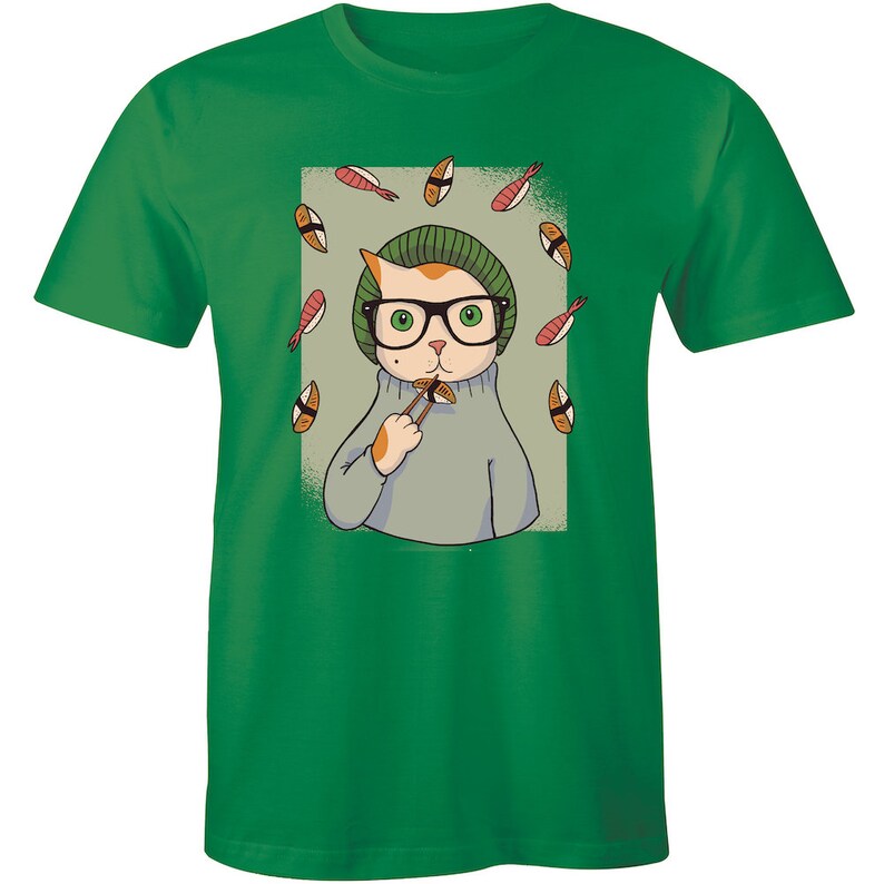 Hungry Cat Eating Fish T-shirt for 