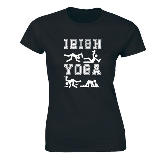 Irish Yoga Stickmen Funny Fitness Drinking Women's T-shirt Humor Ireland  Pub -  Canada