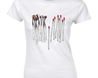 Vector Hand Drawn Burning Match - Graphic Match With Fire Womens Premium T-shirt