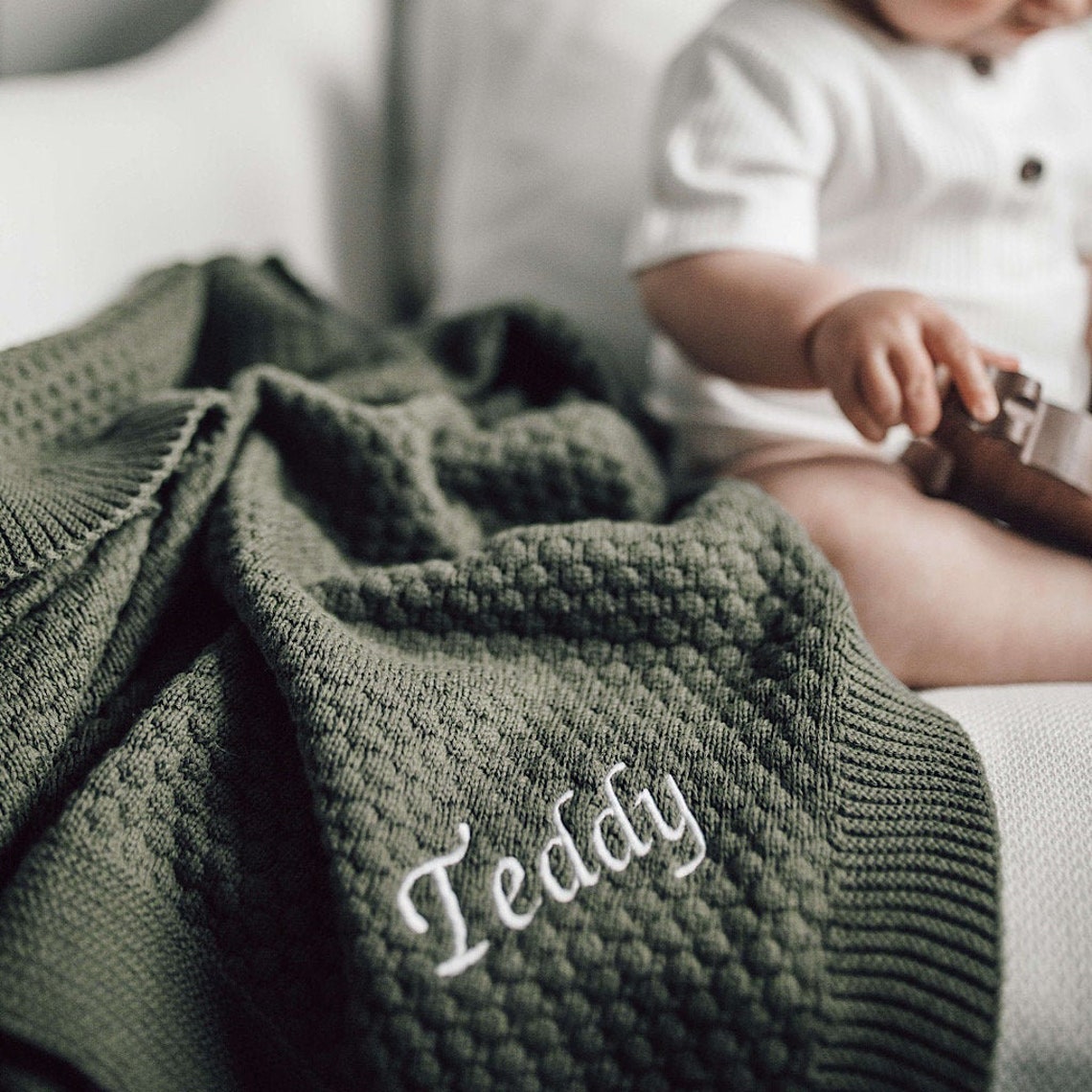 Baby Name Blanket Chunky Knit Blanket Custom Baby Blanket Etsy