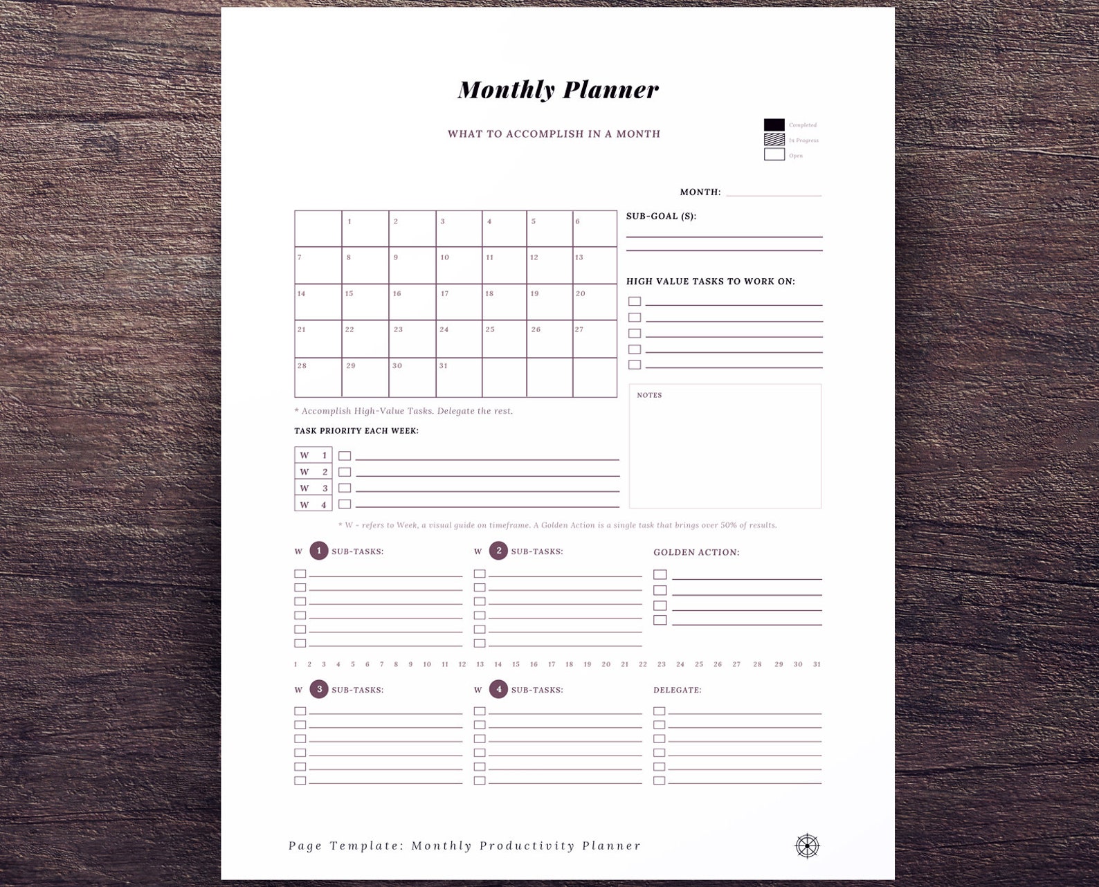 Buy Monthly Productivity Printable Online in India - Etsy