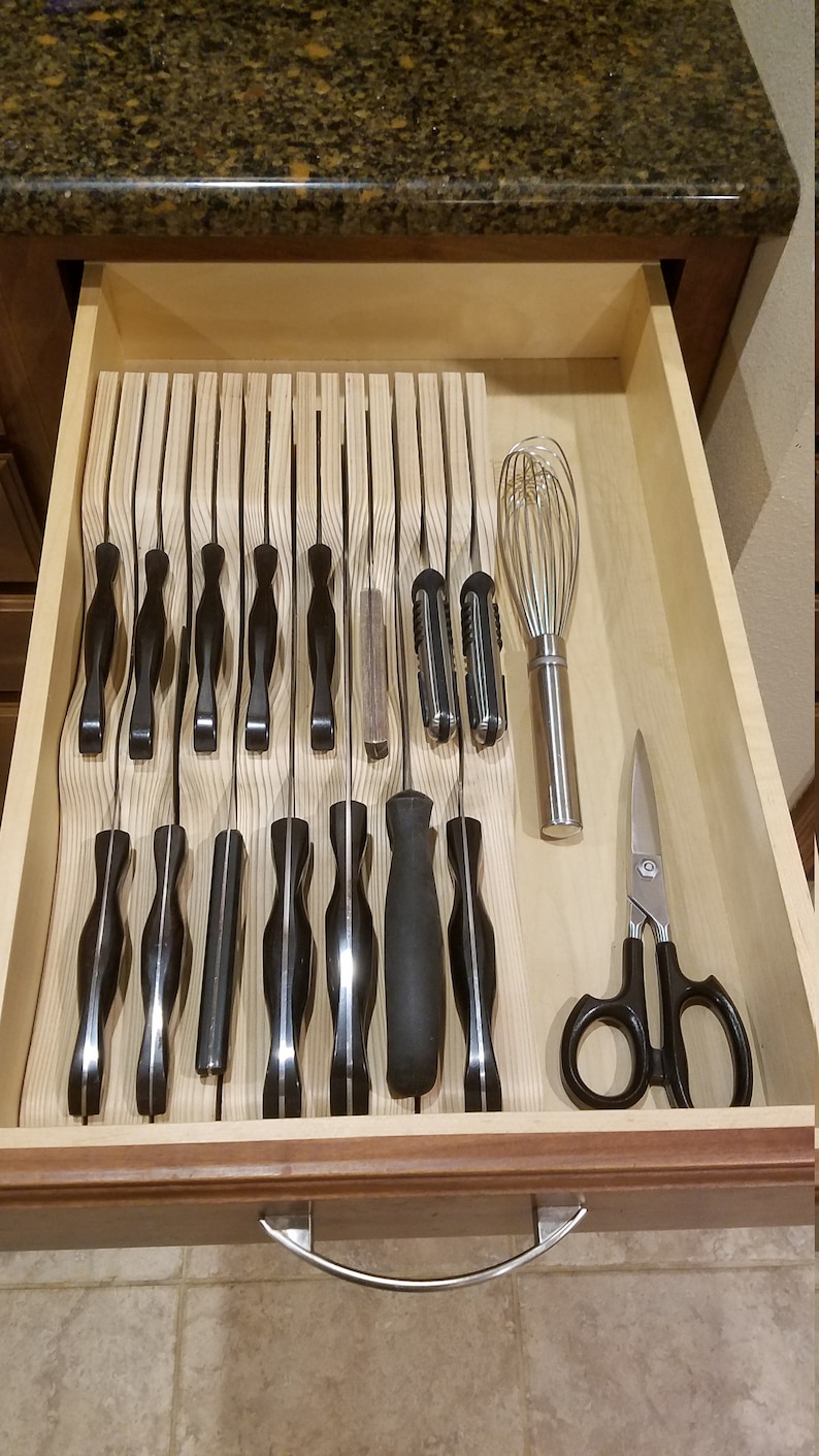 Custom Knife Block Storage Drawer Insert Etsy