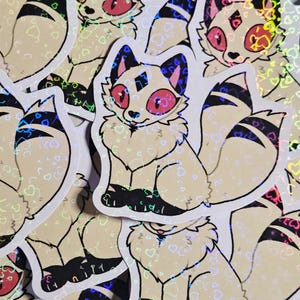 Pegatina de vinilo de gato demonio / Pegatina de fan de anime kawaii