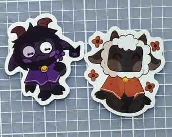 Cult of the Lamb Sticker | Relaxed Lamb & Suspect Goat, Cute Fanart