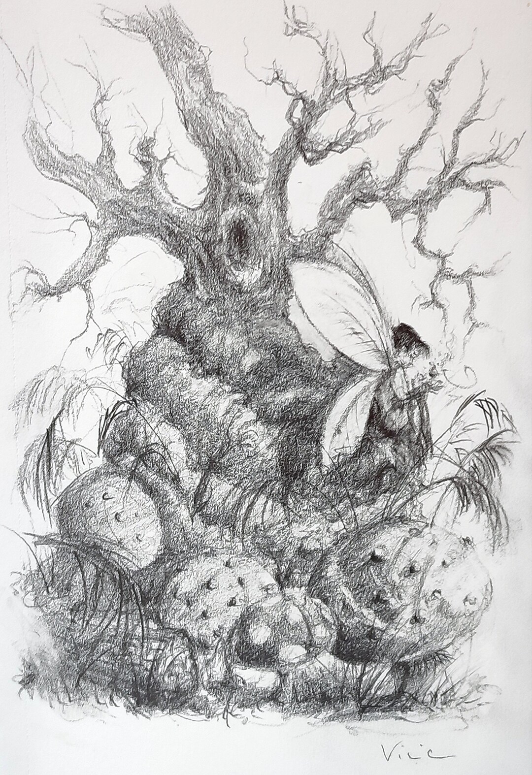 Moose Fairy in Enchanted Forest Drawing - Etsy