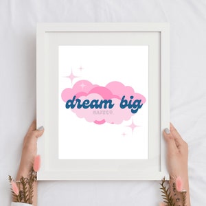 Dream Big Printable PNG JPG Files With Clouds and Stars Dream Big ...