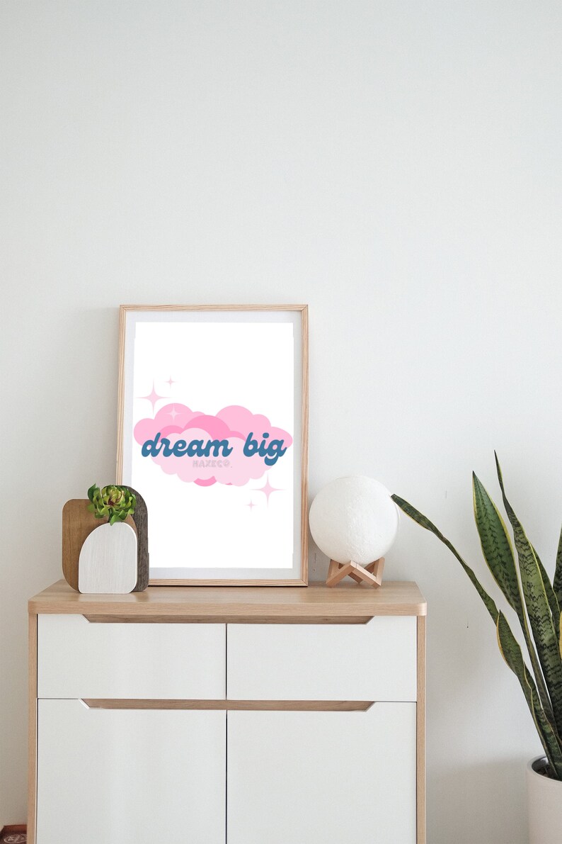 Dream Big Printable PNG JPG Files With Clouds and Stars Dream Big ...