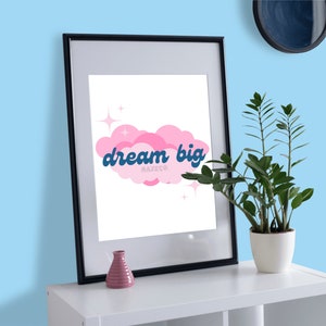 Dream Big Printable PNG JPG Files With Clouds and Stars Dream Big ...