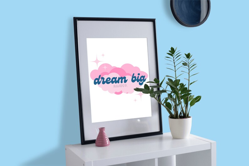 Dream Big Printable PNG JPG Files With Clouds and Stars Dream Big ...