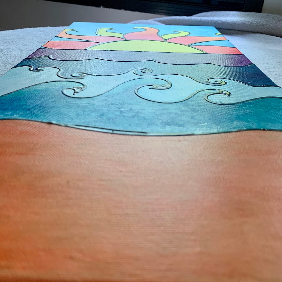 Original Acrylic & Puff Paint Painting L. I. T. 18.5x10 Inch Canvas