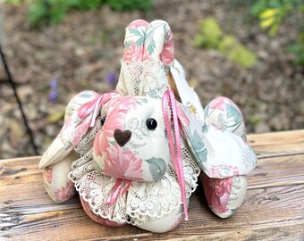 Shabby Chic Handmade Bunny Basket - French Country Bunny - Easter Bunny Basket - Handmade Easter Basket - Country Decor - Easter Decor