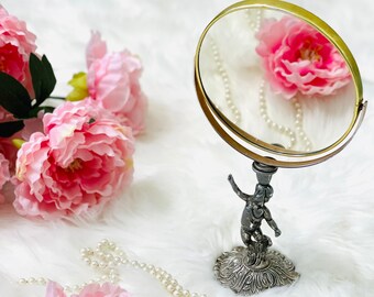Ornate Vintage Cupid Mirror - Vintage Bathroom Mirror - Vintage Vanity - Ornate Mirror - French Cottage - Farmhouse - French Country Decor