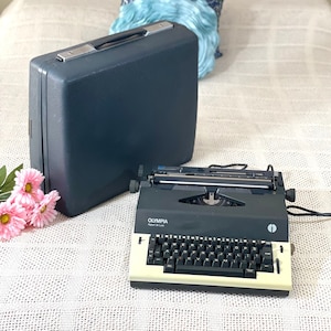 Vintage Olympia Electric Typewriter with  Hard Case, Vintage Typewriter, European Typewriter, Novelist, Writer's Gift, Props, Movie Props
