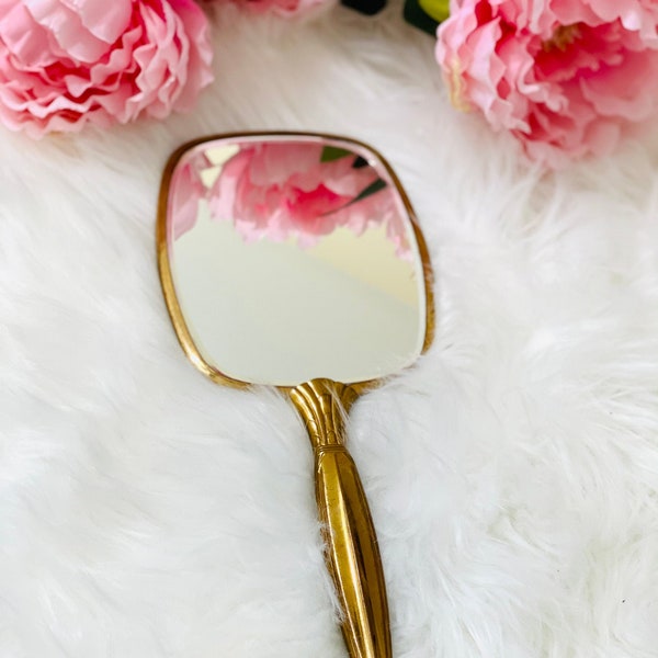 Vintage Hand Mirror - Vintage Hand Mirror - Vintage Vanity Decor - Shabby Chic Mirror - Victorian Hand Mirror - Hollywood Glamour