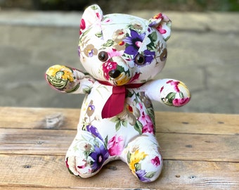 Oso de peluche floral vintage, Sala de guardería para niñas, Decoración de guardería, Colección de osos de peluche, Peluche, Peluche vintage