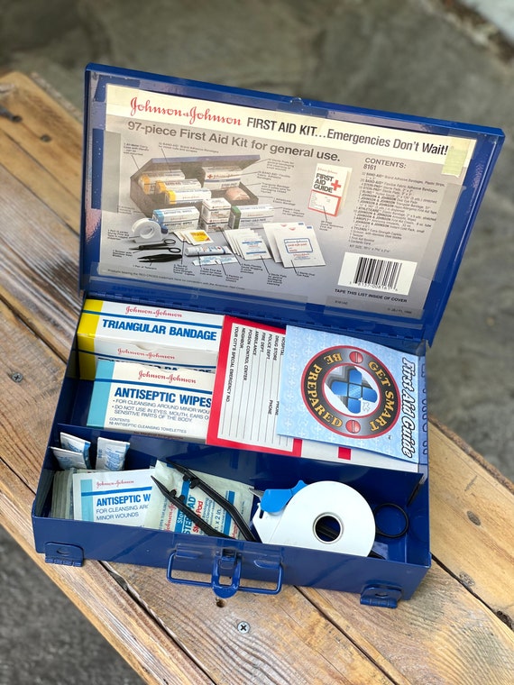1986 J&J First Aid Kit, Vintage Johnson and Johnson K… Gem