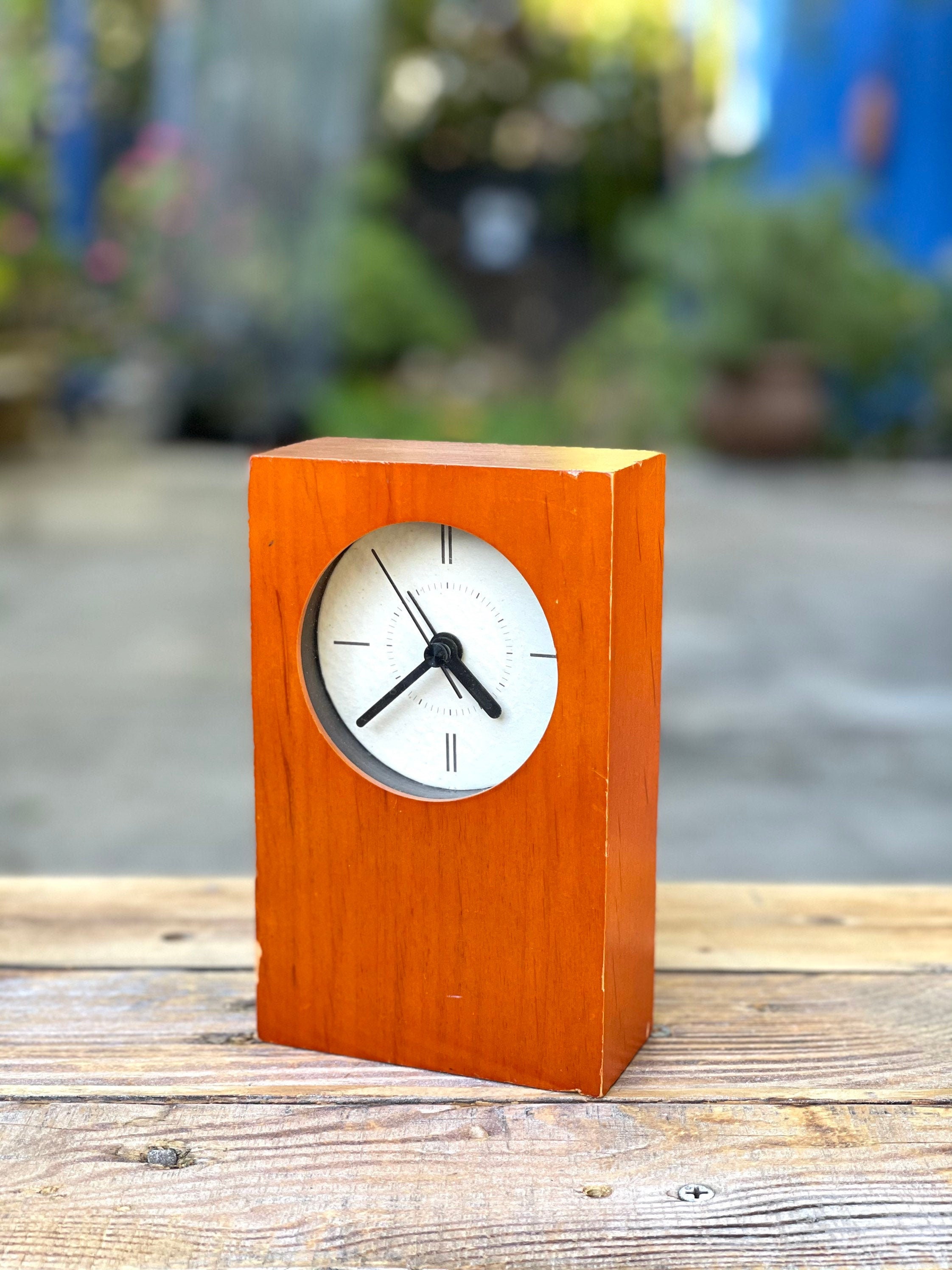 Vintage Wood Tabletop Clock Retro Desk Clock Tabletop Etsy