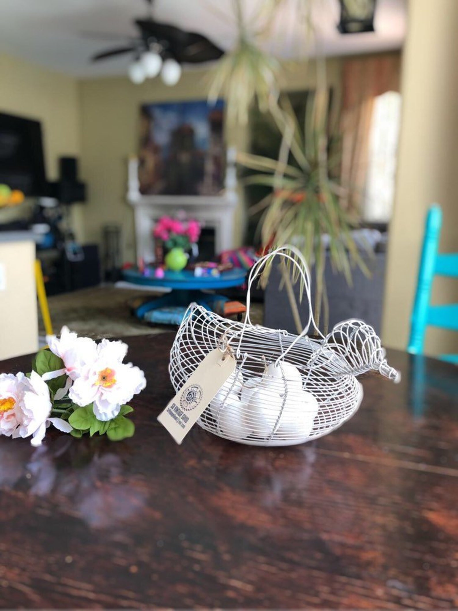 Vintage Chicken Egg Wire Basket Shabby Chic Egg Basket Etsy