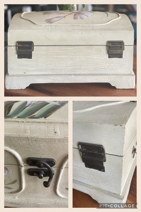 XL Distressed Wood Jewelry Trunk, Shabby Chic Jew… - image 6