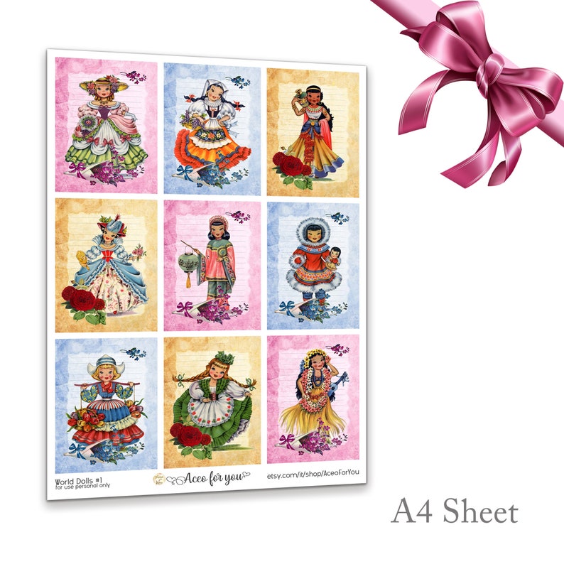 ACEO printable SET of 9 ACEO cards Digital aceo cards Collage Etsy