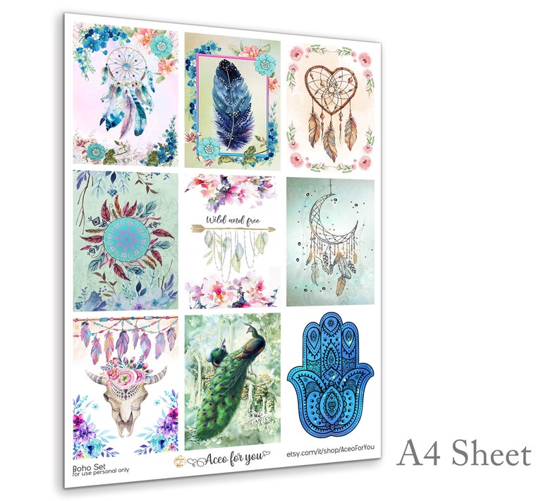 ACEO printable SET of 9 ACEO cards Digital aceo cards Collage Etsy