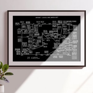 Map of the Whole Internet in 1977 ARPAnet Poster | Internet History Art Gift - Vintage Computer Network Blueprint | OSI Model