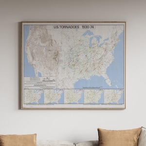 Mapa de tornados de EE. UU., categorías F0-F5 / Póster climático de la NASA y el Servicio Meteorológico