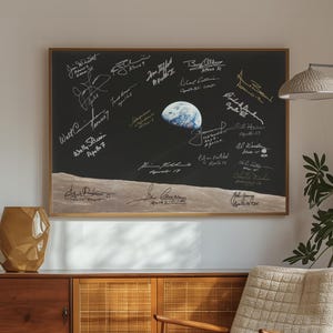 EARTHRISE Signed and Inscribed by 21 Astronauts - Unique Piece of NASA and Space Exploration history Poster