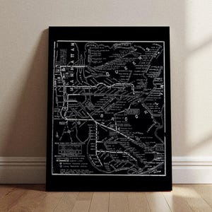 Vintage NYC U-Bahn Karte Dunkel Poster | Retro New Yorker U-Bahn Linien Karte